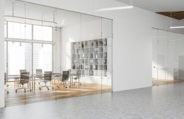 White Meeting Room With Bookcase Walnut Creek Commercial Flooring