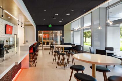 Commercial Vinyl Flooring. Image of cafe floors.