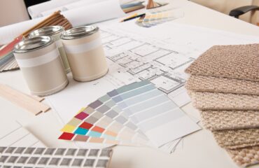 Carpet Samples. image of carpet, paint, and other samples together